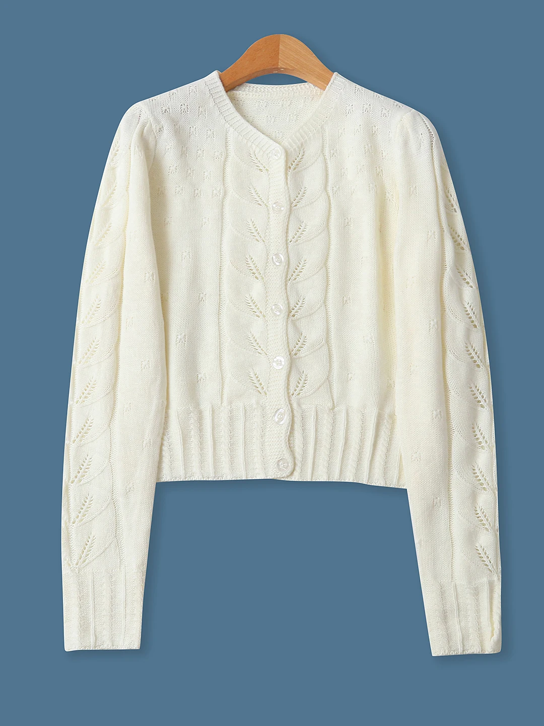 

Thin Knitted Hollow out Long Sve Single Button Women's Sweater Autumn New Sle Versatile Slim Fit Cardigan Commute Sle