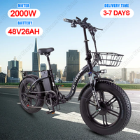 KETELES KF9 Folding Electric Bicycle2000W Dual Motor 48V26AH Lithium Battery Electric Bike 20*4 Inch Fat Tire Adult Snow E Bike