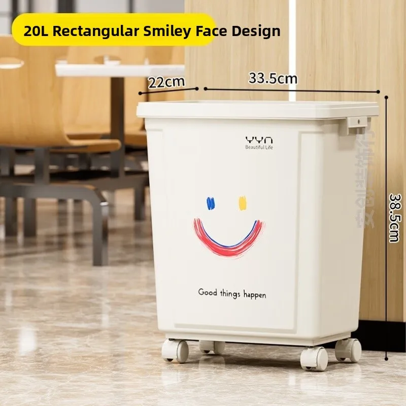 

Large 30L 50L Wheel Mounted Tra Can Kitchen Commercial Use No Cover Bending Free Household Garbage Bin Waste Disposal