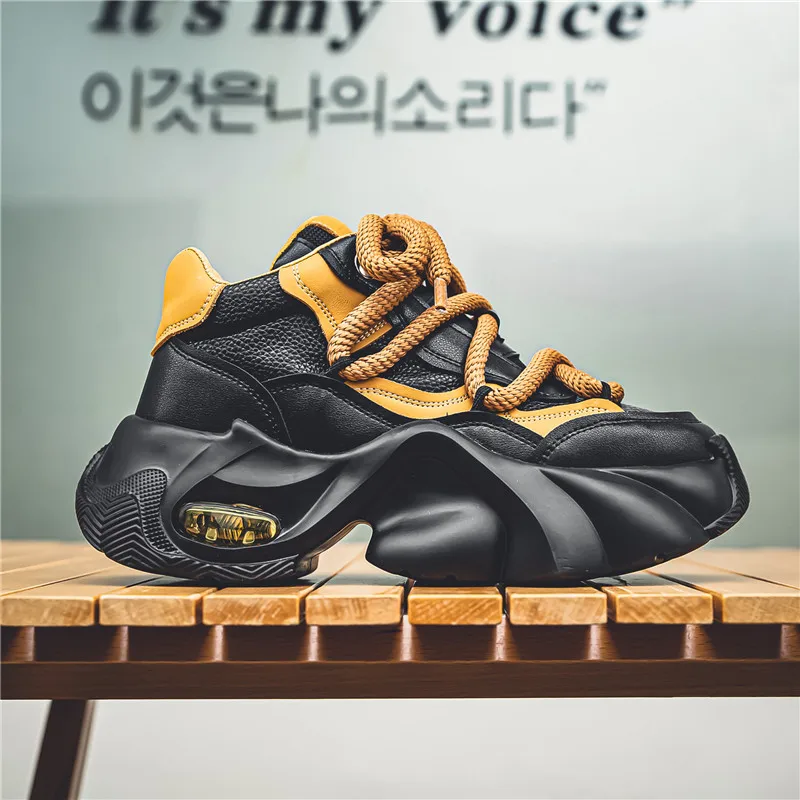 

2026 Мужская обувь для папы на платформе, увеличивающая рост, амортизирующие модные повседневные кроссовки на воздушной подушке