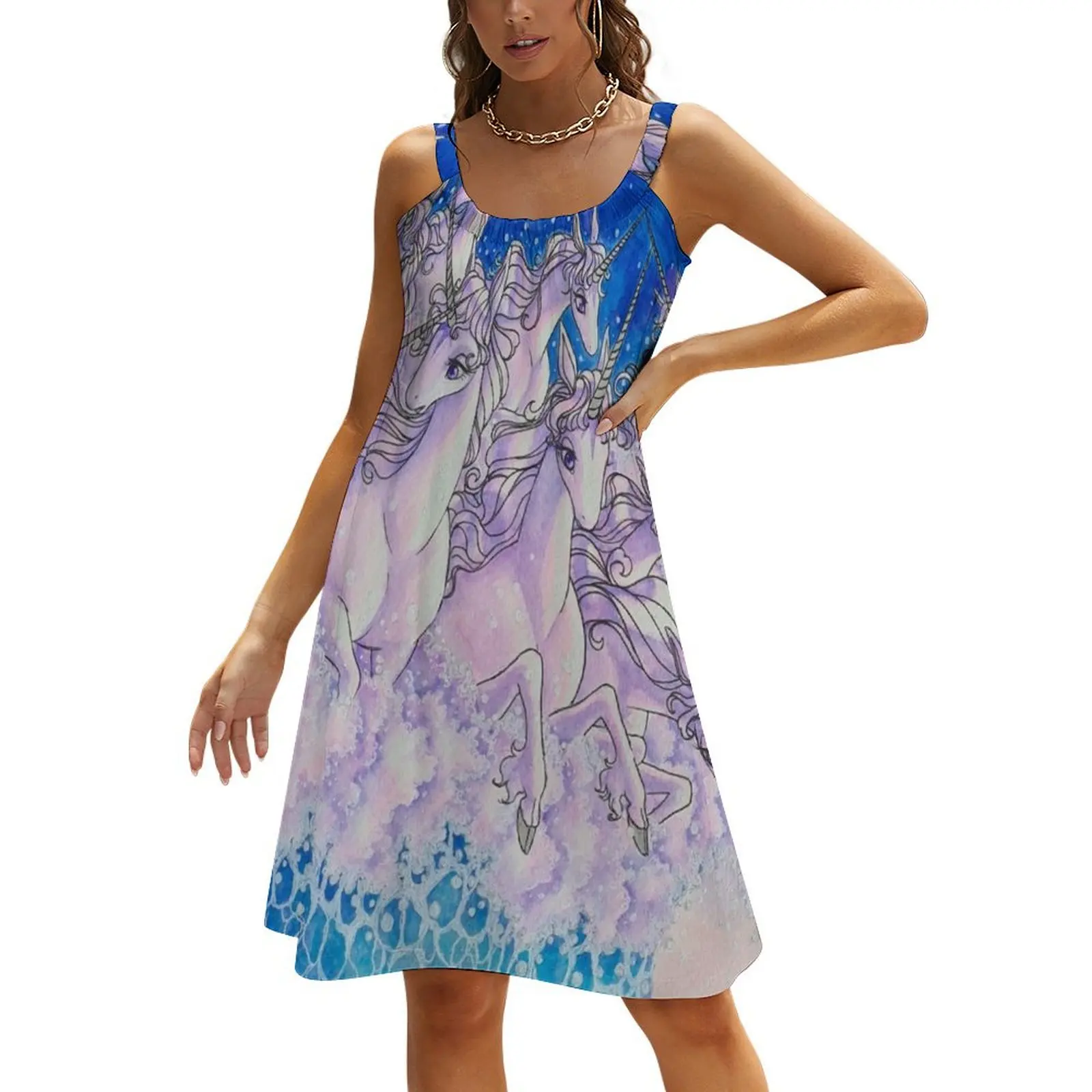 

Женское пляжное платье на бретельках, платье с единорогом в морском стиле, женская одежда, Новое поступление 2024