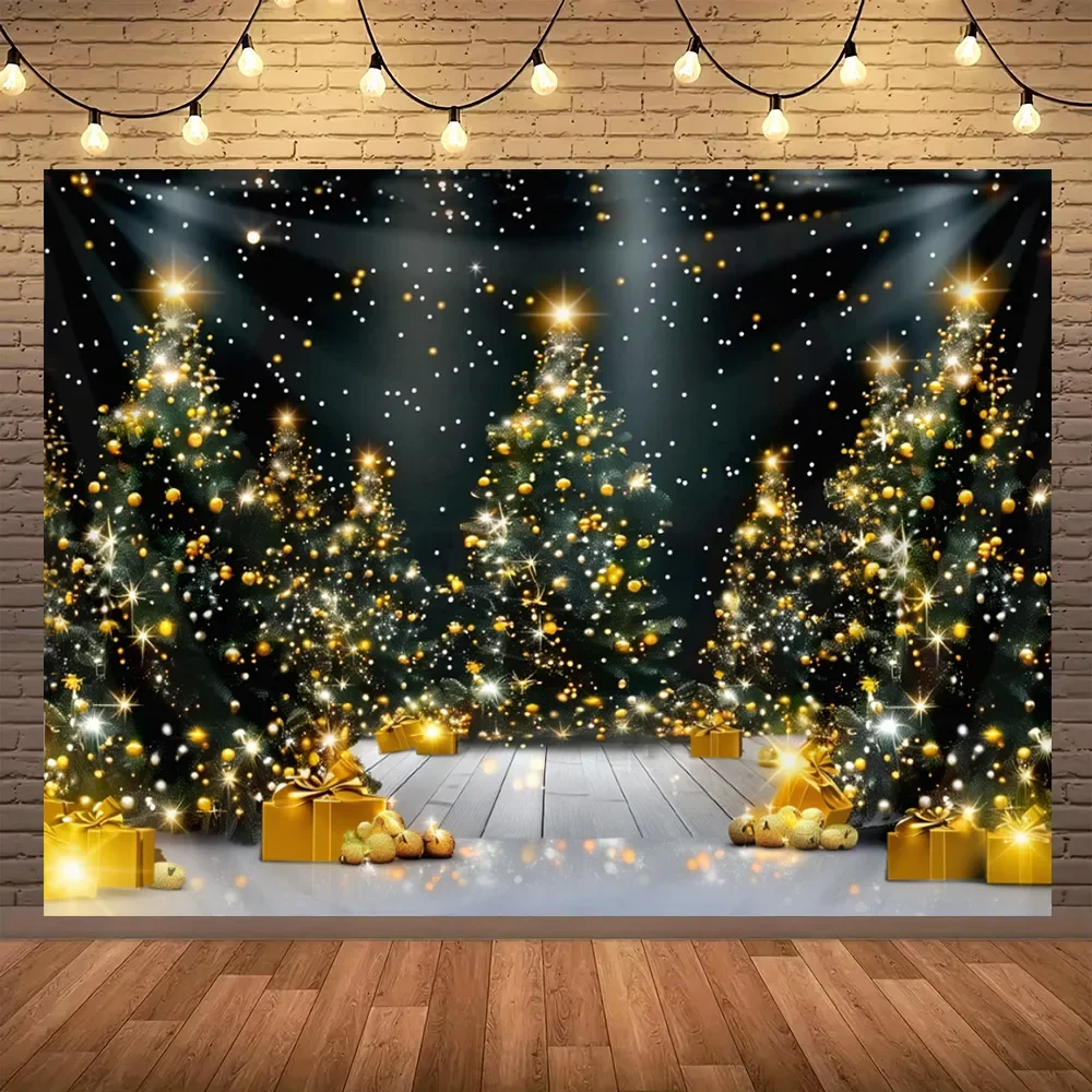 عيد ميلاد سعيد موضوع شجرة عيد الميلاد هدية الذهب الغزلان الأسرة حفلة أطفال طفل صورة التصوير خلفية السنة الجديدة ديكور المنزل #2