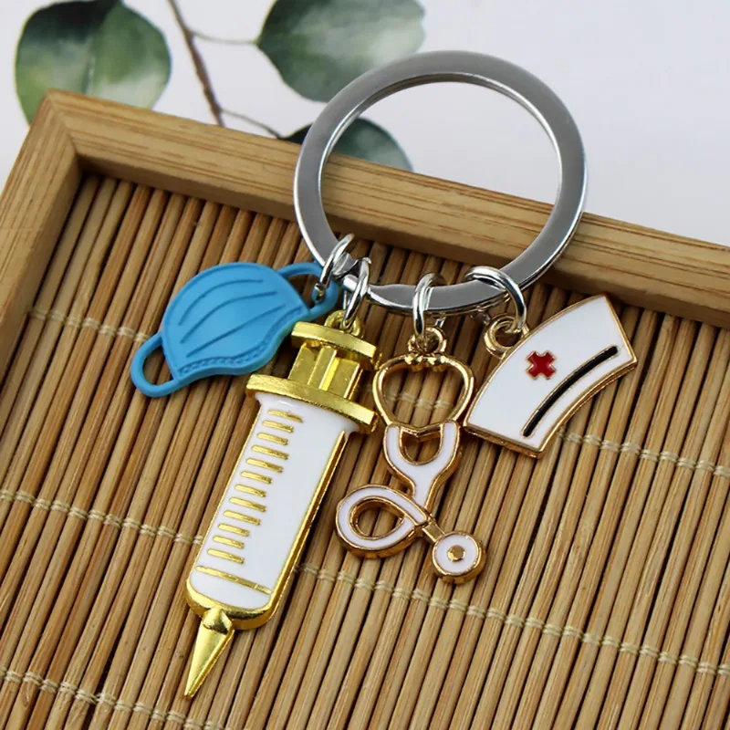 Medical Tool Nurse Doctor Mask Keychain Medical Rescue Staff Key Chain Handbag Pendant Charm Accessories Jewelry Gifts New