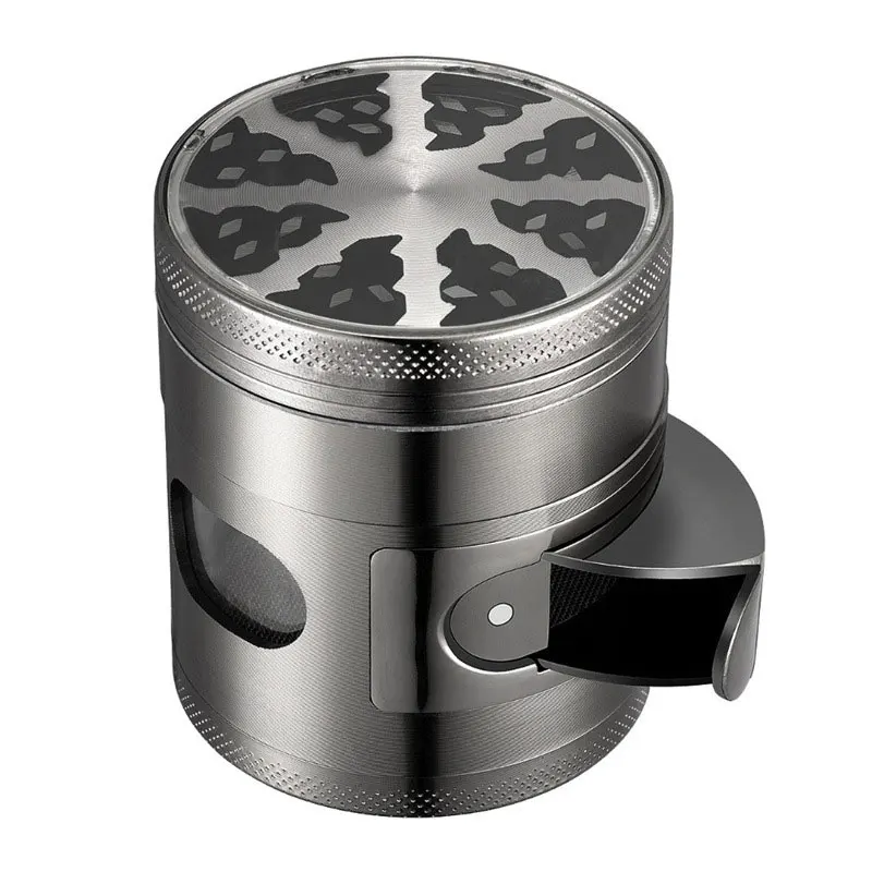 Zinc Alloy Tobacco Grinder, Smooth Plate, Smoke Breaker, Home Cigarette Accessories, 4-floors, 60mm