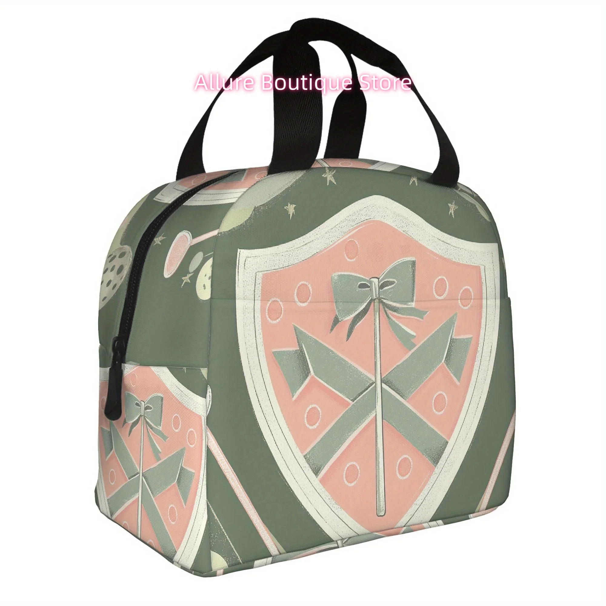 1pc, Golf-themed Crest with Crossed Clubs and Ball Printed Thermal Bag Insulation Bag Insulated Bag, No Food Contact, Suitable f