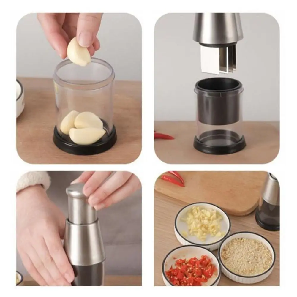 Durable Stainless Steel Garlic Chopper Hand Press Peeling Manual Hand Chopper Handheld Garlic Masher Nuts