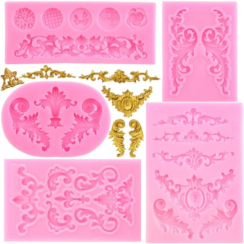 Baroque Silicone Mold Lace Scroll Fudge Mold DIY Embossed Flower Cake Decorating Cupcake Decorating Candy Polymer Clay Chocolate