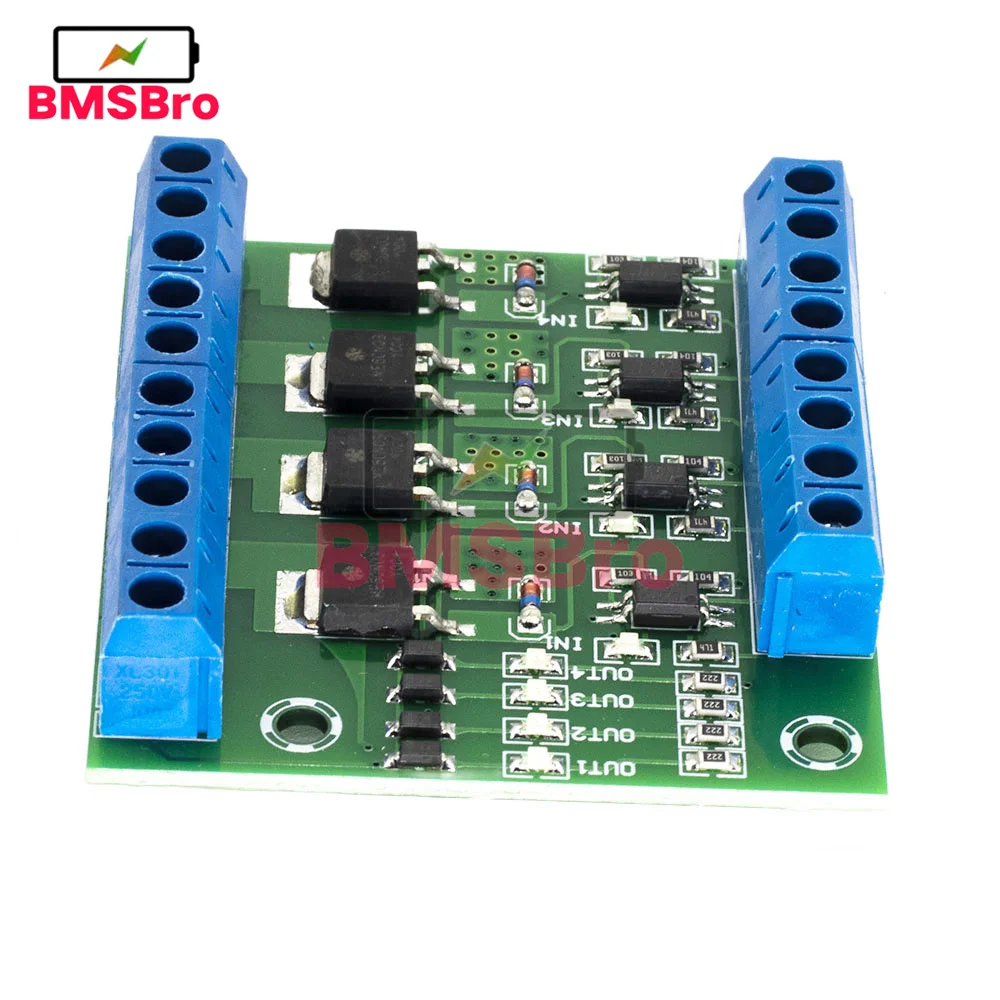 4-Channel MOS PLC Amplifier Board Driver Module PWM 3-20V to 3.7-27V DC 10A Board Driver 4-Channel MOSFET PLC Amplifier