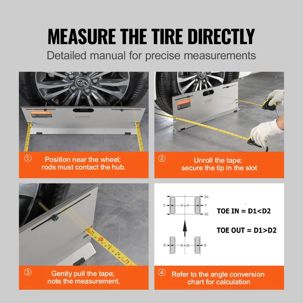 VEVOR Wheel Alignment Tool 2-Pack Alignment Tool Toe Plates Stainless Steel Toe Angle Measurement Tool Plate