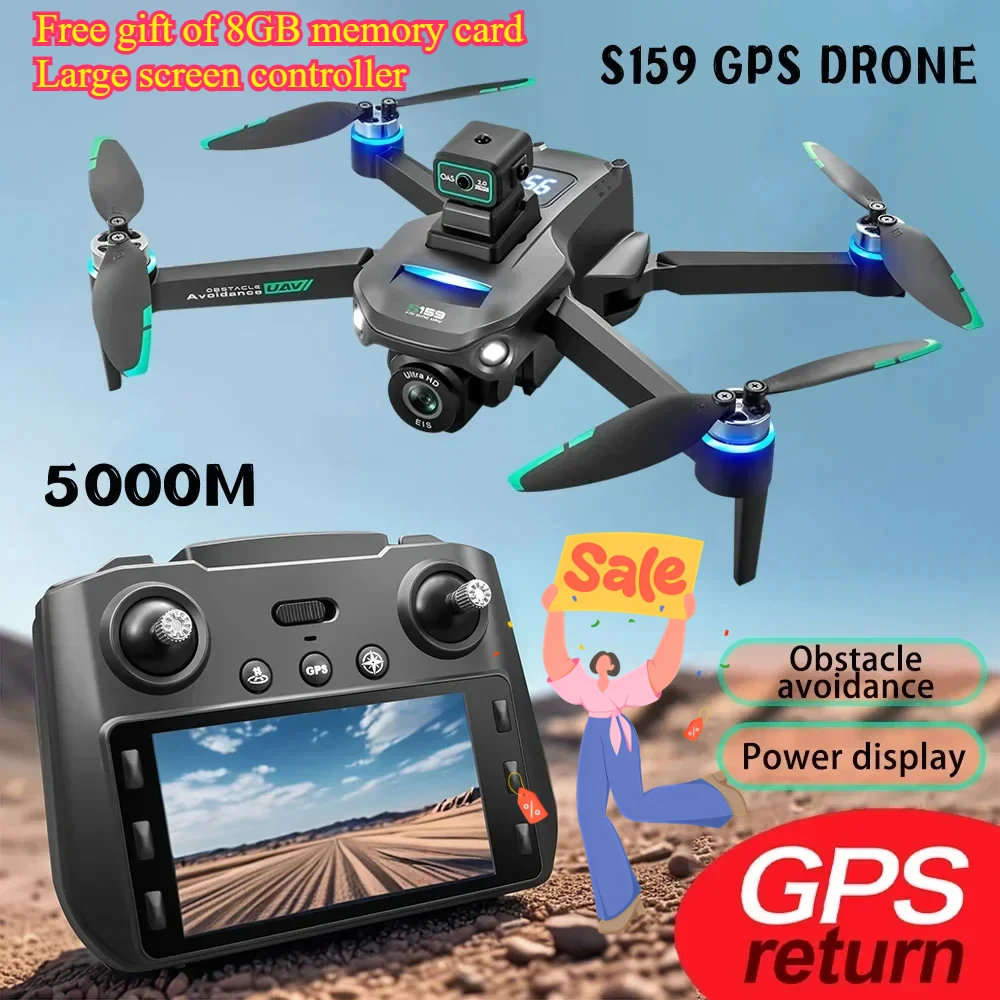 2024 159 GPS Drone Professional 8K Camera Aerial Photography with Screen Remote Control Send Memory Card FPV Dron RC Quadcopter