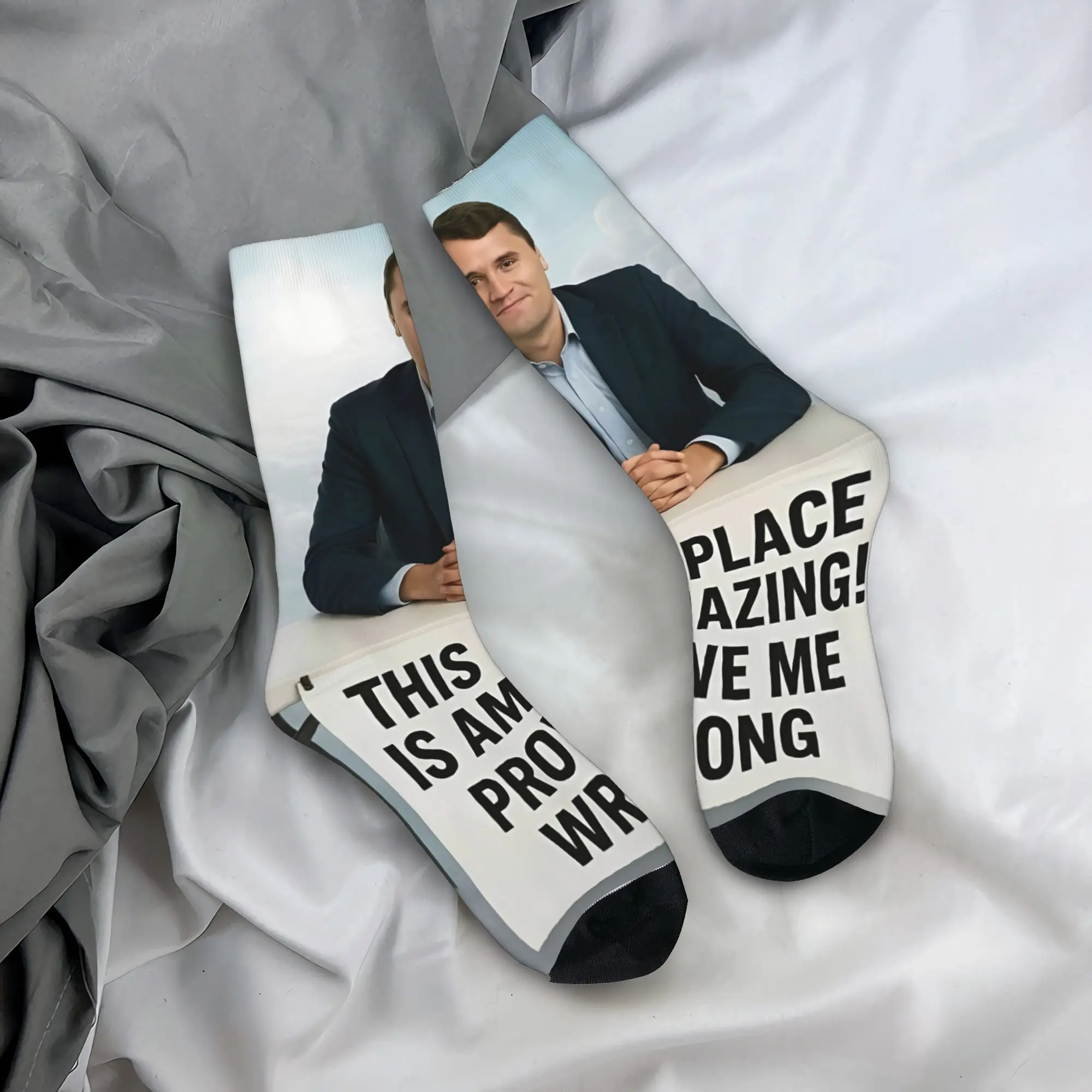 Medias Charlie Kirk Calcetines góticos gráficos Calcetines antideslizantes de otoño Calcetines de calidad para exteriores para hombres