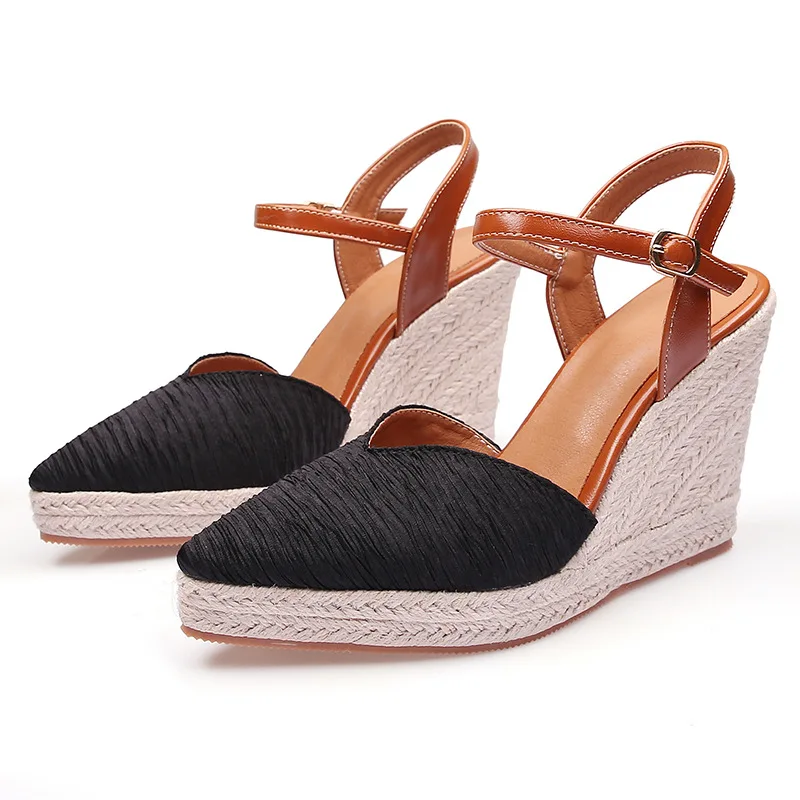 High Heel Sandal for Women Round Toe Low-Heeled Shoes With Strap Clogs Wedge Large Size Shallow Mouth High-heeled Low-heeled Clo