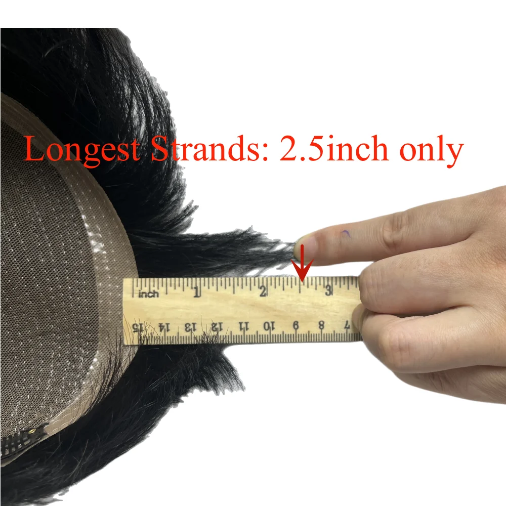 Rambut palsu pendek alami untuk pria, gaya rambut toupee hitam, rambut manusia, topper untuk pria, ekstensi rambut jepit untuk kebotakan dan kerontokan rambut