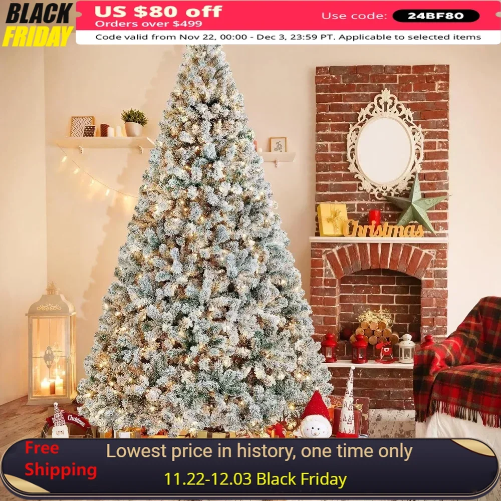 

9ft Pre-lit Artificial Christmas Tree,with 2084 Branch Tips, 900 Incandescent Lights & Foldable Stand,,Christmas Trees