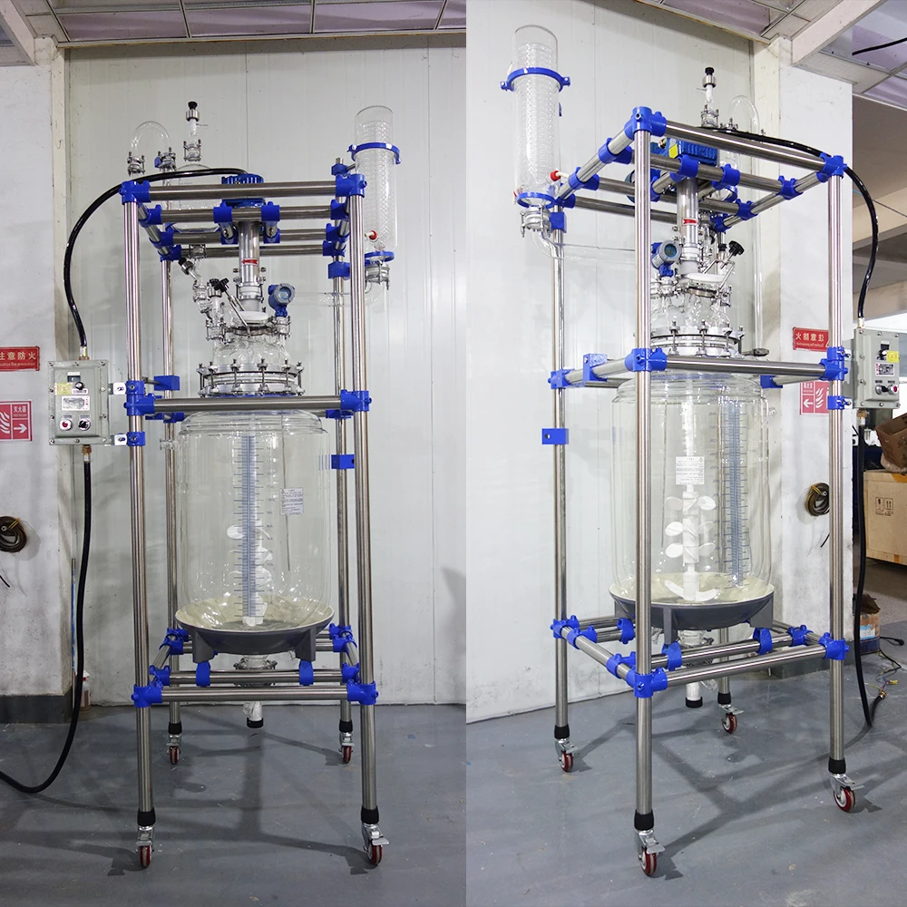 مفاعل زجاجي اقتصادي مزدوج السترة سعة 10 لتر مع تحكم دقيق