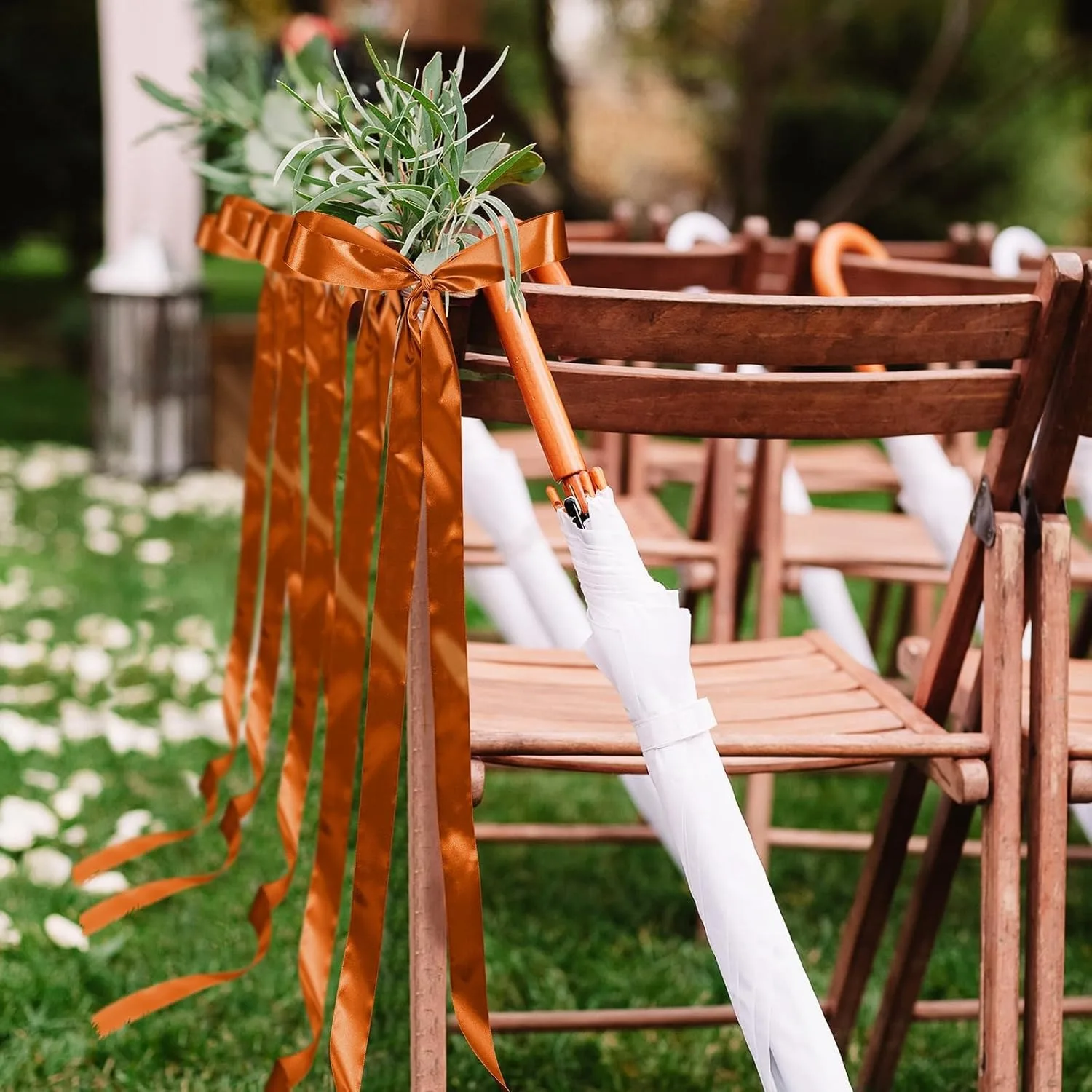Picture 4: Chair Bows Aisle Satin Bows for Chairs Ribbons Sashes for Pew Back Elegant Ceremony Ribbons for Wedding Background Aisle Decor