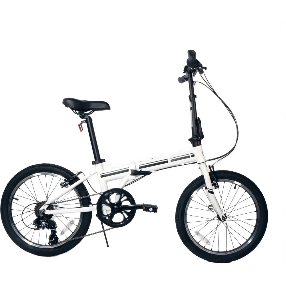 Bicycle, 20 Inch Folding Bike, 7-speed, Adjustable Stem, Lightweight Frame, Easy To Fold and Adjust Aluminum Alloy Valve Stem