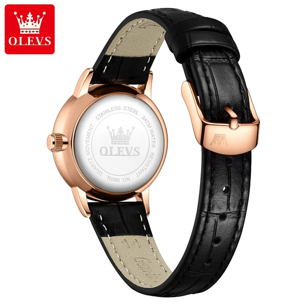 OLEVS-Céu Estrelado Feminino Relógio de pulso de quartzo à prova d'água, Relógios de luxo, Pulseira de couro, Relógio Casual, Moda