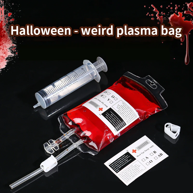 10pcs Halloween Blood Bag 350ml PVC Food Grade Drink Bag Haloween Party Decor Horror Props Cosplay Vampire Blood Pouch Pack