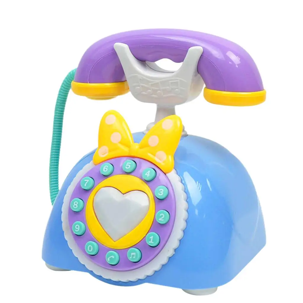 Plastic Electronic Vintage Telephone Landline Kids Pretend Play Early Educational Toy Birthday Gift