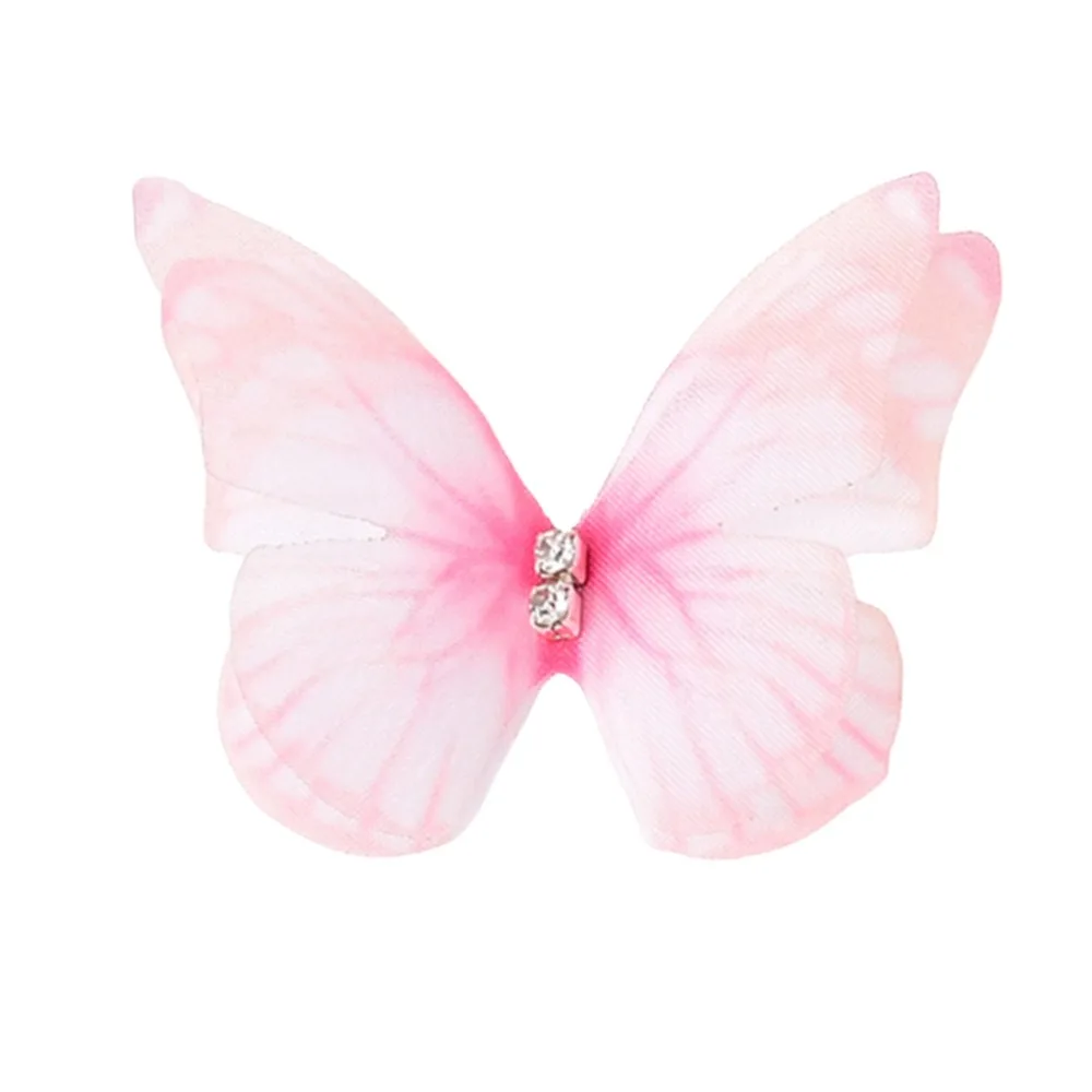 Appliques papillon 3D en tissu organza, double couche, dégradé de couleurs, patch papillon en maille simulée, fait main, pour couture de vêtements