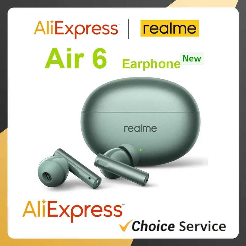 

New Realme Buds Air6 TWS Earphone 50dB Active Noise Cancelling Headphone Wireless Bluetooth 5.3 HD Mic Call Earbuds Long Standby