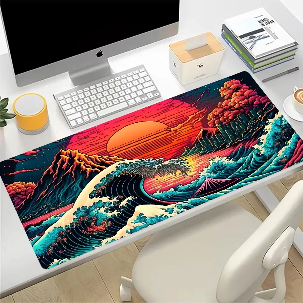 The Great Wave off Kanagawa Large Mouse Pad Gaming Mousepad PC Gamer Computer Office Mouse Mat XXL Laptop Keyboard Mat Desk Pad