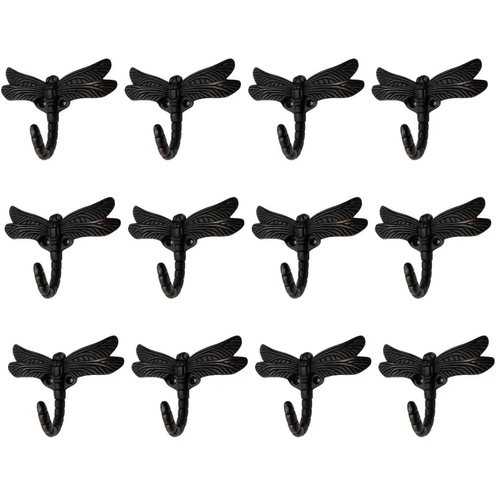 

12 декоративных настенных крючков Dragoy из бронзы с эффектом масляной отделки для подвешивания пальто, ключей, полотенец, сумок и многого другого.