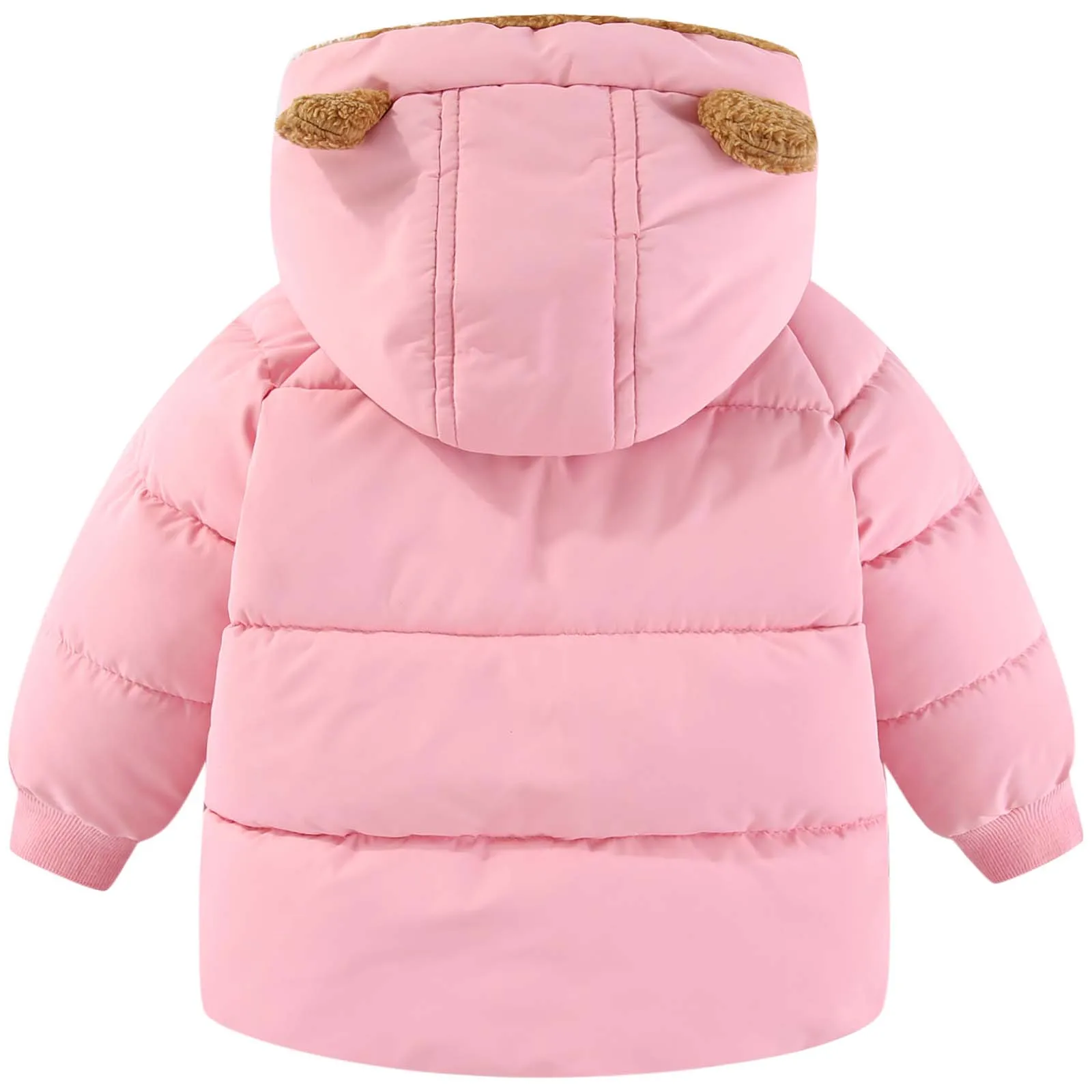 Warm Coats Baby Newborns Boys Girls Cute Ears Jacket Long Sleeve Hooded Thicken Coat Outerwear with Pockets for Causal Wear