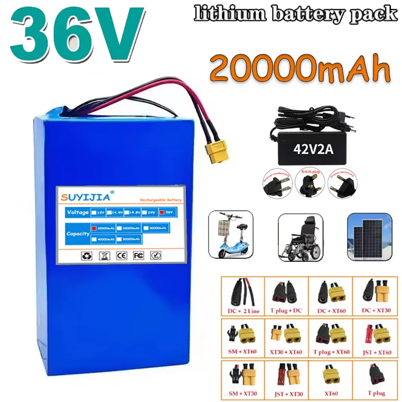 

Large Capacity Lithium Battery, 10S6P, 36V, 20Ah, 500-1000W, New, Adapted To , Bikes, Etc., with Integrated Bms and Charger