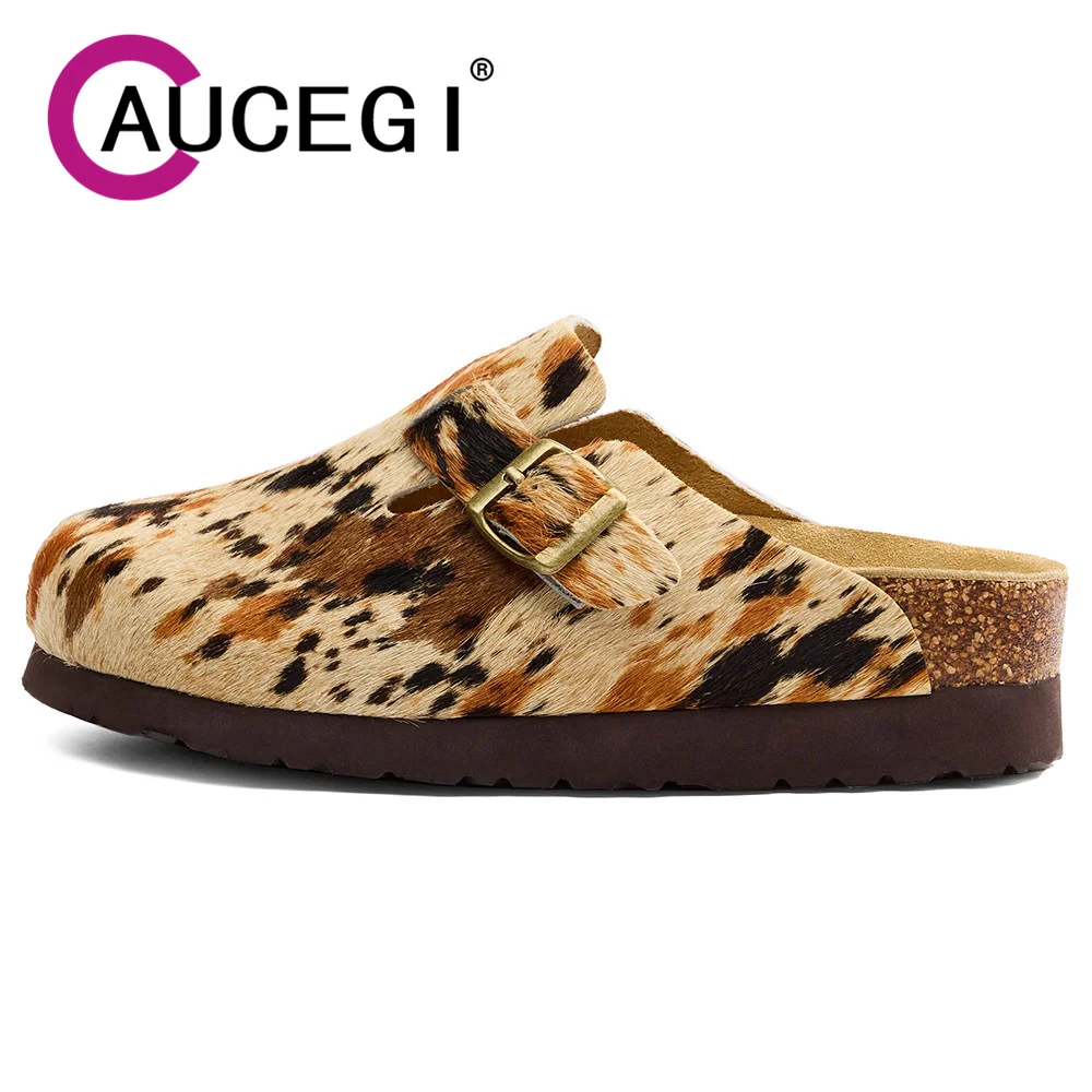 

Aucegi/Новые женские модные шлепанцы из конского волоса, классические противоскользящие уличные повседневные универсальные туфли с круглым носком и толстой подошвой для взрослых