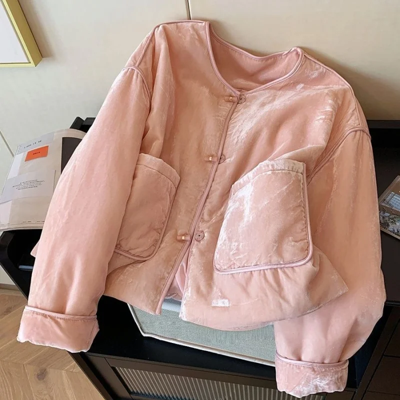 معطف نسائي لخريف وشتاء 2025 أنيق نبيل فرنسي عصري متعدد الاستخدامات، للتنقل الفني، سترة قطن لطيفة w1778