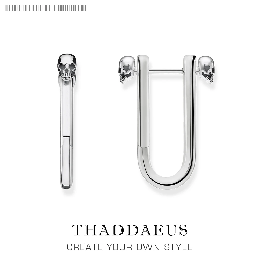 

Skull Hoop Earring Brand New Europe Fine Jewerly For Women Men Punk Rebel Gift In Pure 925 Sterling Silver