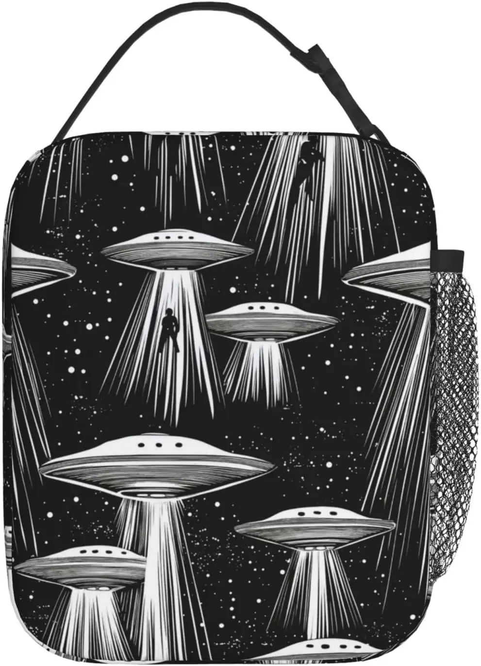 صندوق غداء Alien Ufo للأطفال والبنات والنساء البالغات، حقيبة غداء معزولة بمساحة غامضة، حقيبة يد من البوليستر المبرد #3