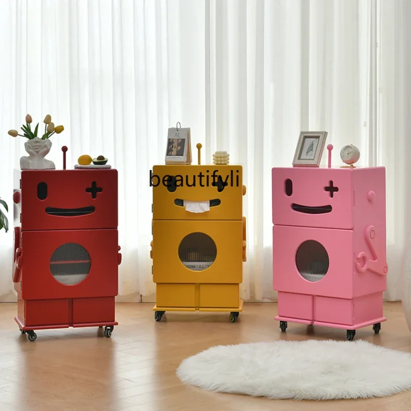 

Creative robot bedside table, living room sofa side cabinet, movable storage locker