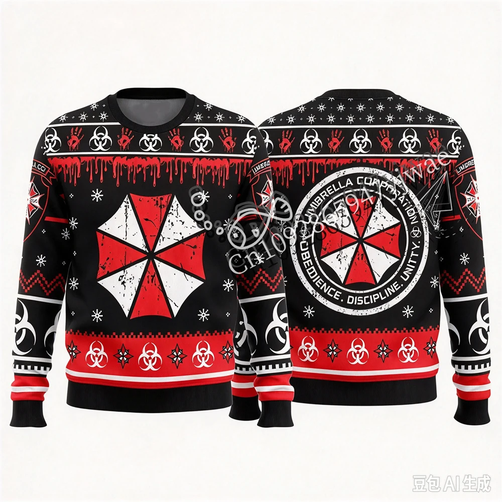 2026 Umbrella Co. Resident Evil Ugly Christmas Pullover Sweatshirt 3d Graphic Sweatshirt Autumn/Winter Adult Child O-Neck Hoodie
