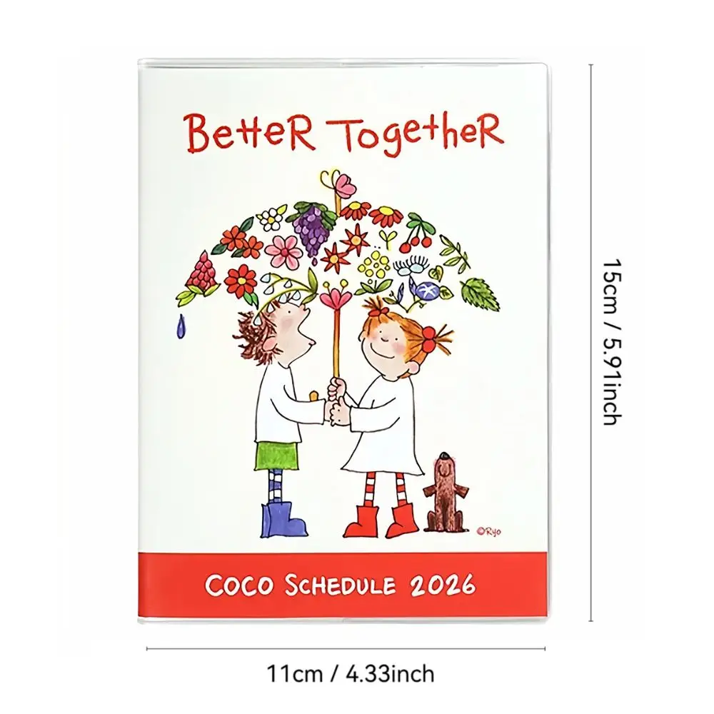 Cute Coco Girl 2026 Planner Color Inner Page with Calendar To Do List Notepad Gift Cartoon Agenda Book School Supplies