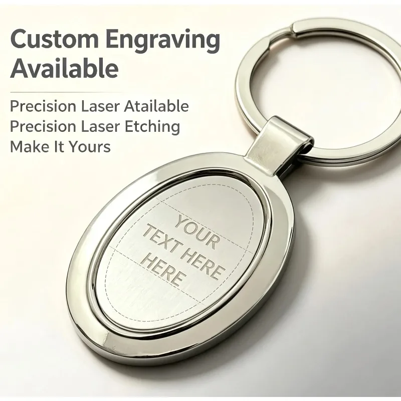 Oval Blank Metal Keychain Custom Engravable Key Ring Personalized DIY Name Logo Pendant Key Holder Souvenir Gift for Men Women