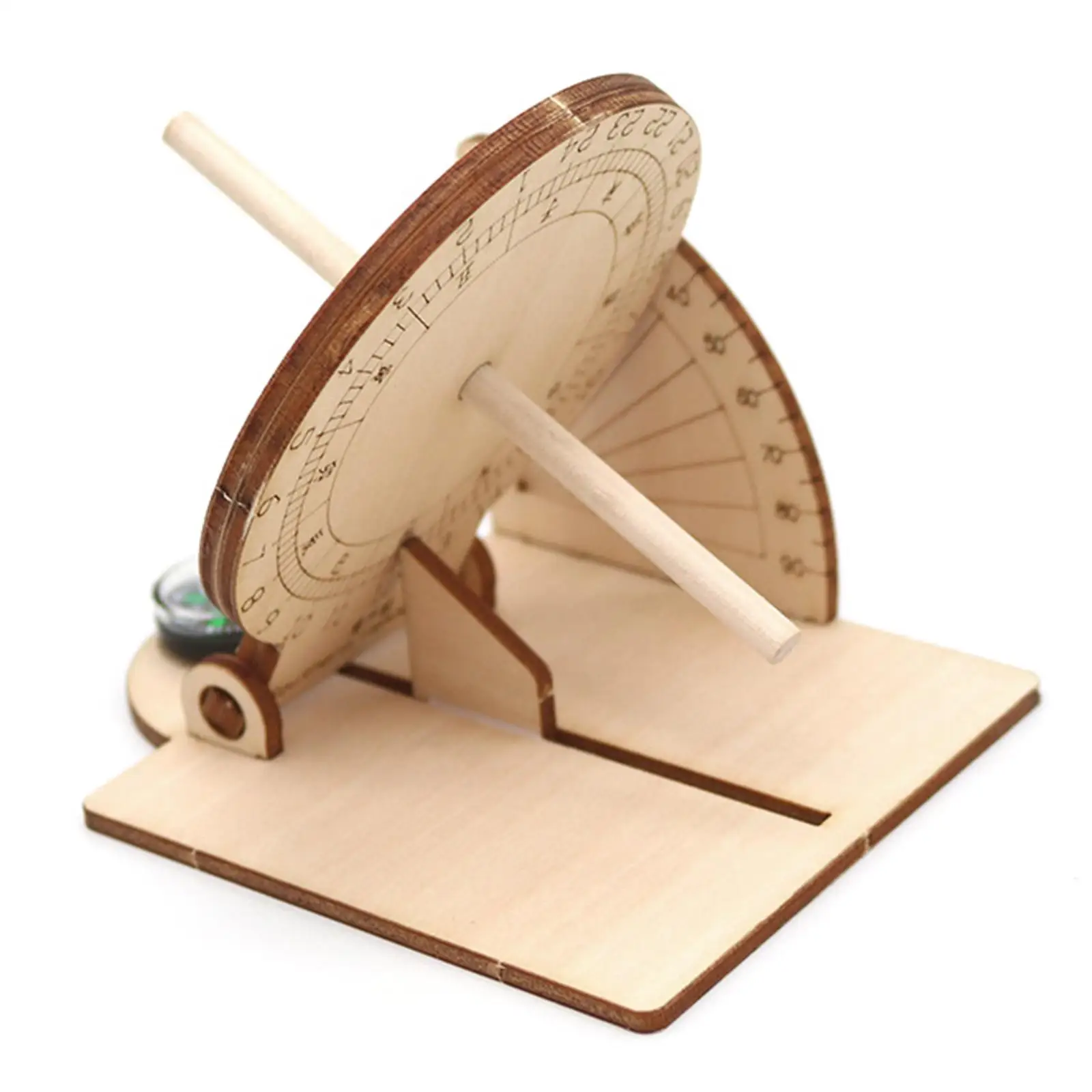 Equatorial Sun Clock Compact Wooden Junior Teaching Aid Scientific Model
