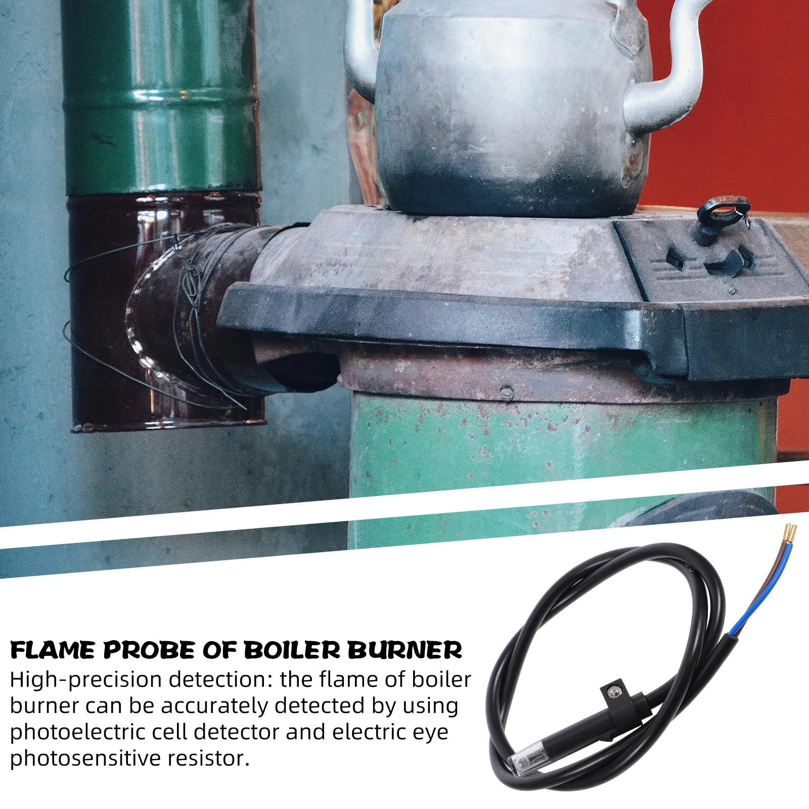 Replacement Flame Detection Sensor for Boiler Burner High Precision Photocell Rod Fast Response Furnace Safety Equipment