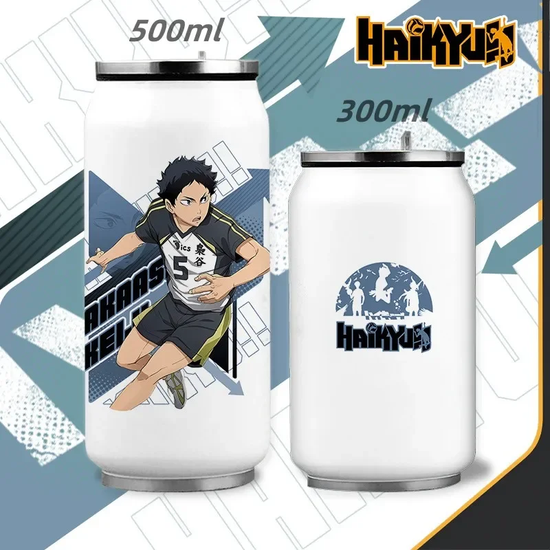 ¡¡Haikyu!! Kozume Kenma-termos de acero inoxidable 304, latas Hinata Shoyo para niños, taza con pajita, regalo periférico de animación de 500ml