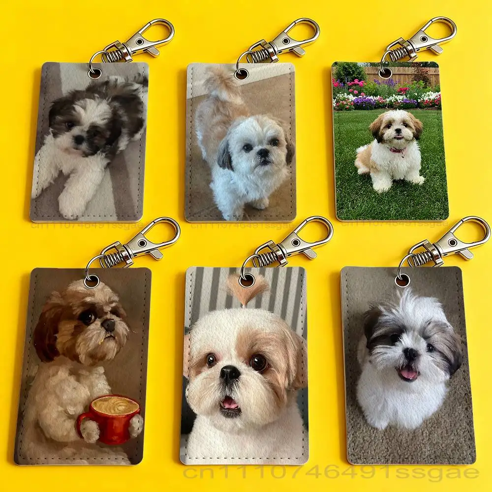 

Lovely Shih Tzu Cute Card Holder Men And Womenn Universal Antirust Keychain Learther Access Drop Key Tag Ring