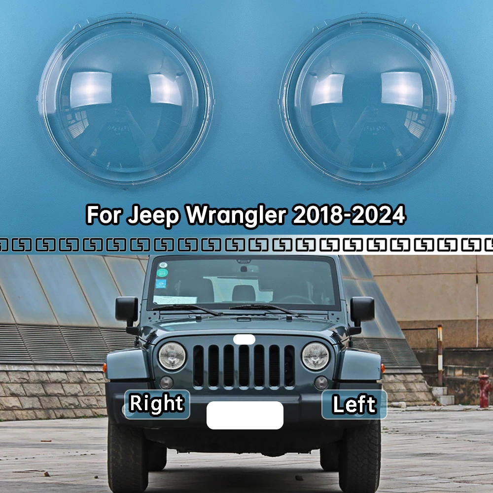 

For Jeep Wrangler 2018-2024 Headlights Cover Transparent Lamp Shade Headlamp Shell Plexiglass Replace Original Lampshade