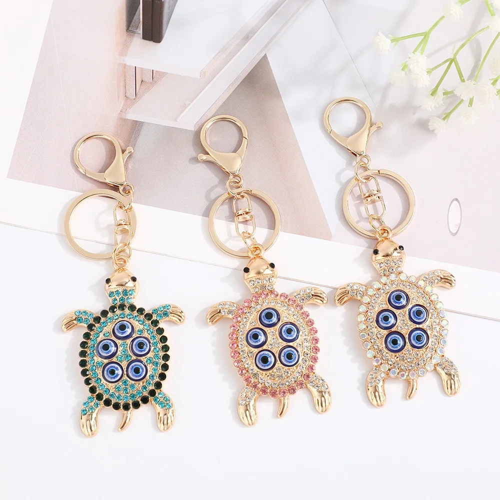 crystal turtle keychain Tortoise Keyrings Crystal Keychains Lovely Turtles Bag Pendant For Car Keyfob