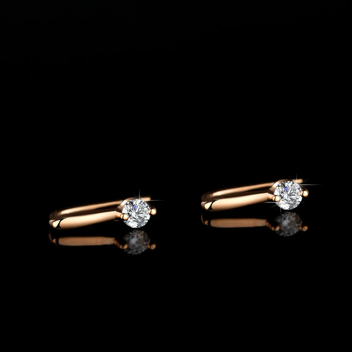Lumia Elegant Women's 18K Rose Gold Stud Earrings Elegant and Minimalist Wedding Gift Earrings with Each 0.1ct Moissanite