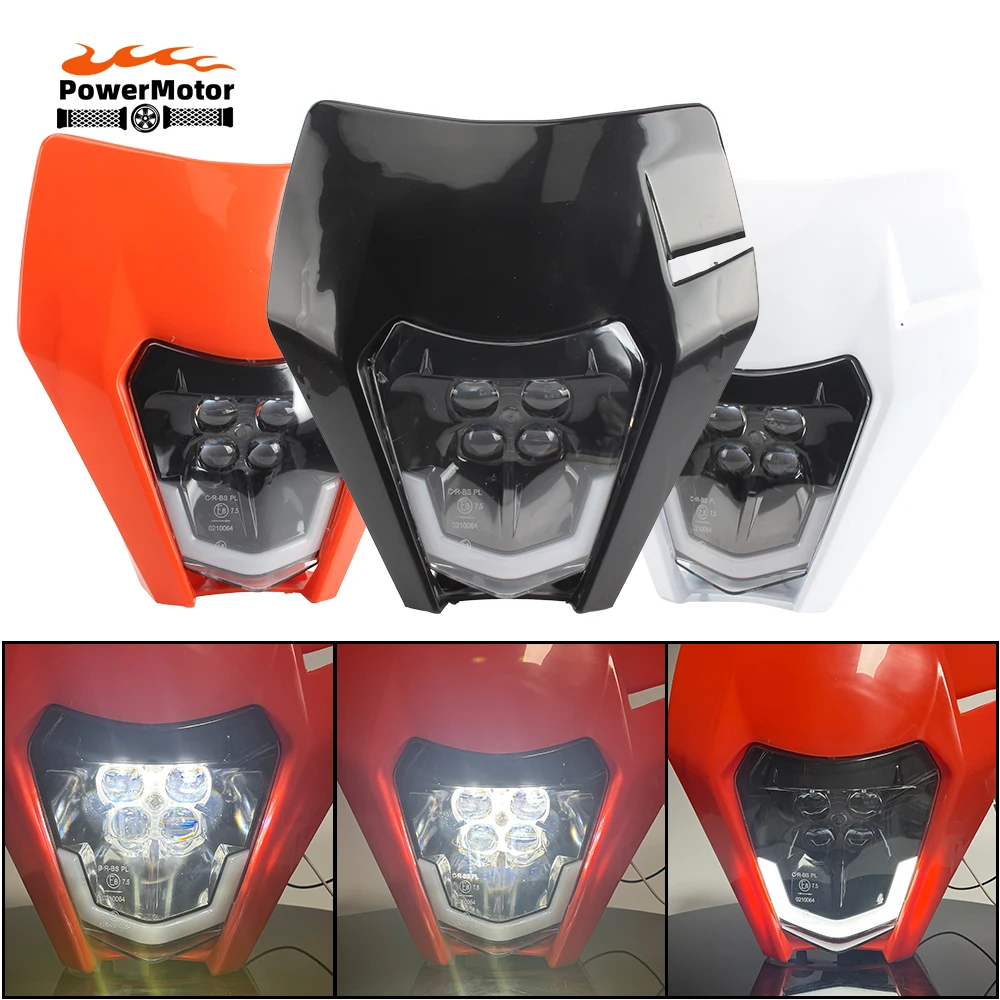 

for KTM Motorcycle LED Headlight Plate EXC SX MX 250 300 450 Fairing Motocross Supermoto Headlight Accessories Enduro Dirt Bike