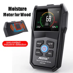 MESTEK Professional Color Screen Non-contact Wood Moisture Meter Environmental Humidity Temperature Detection Moisture Detector