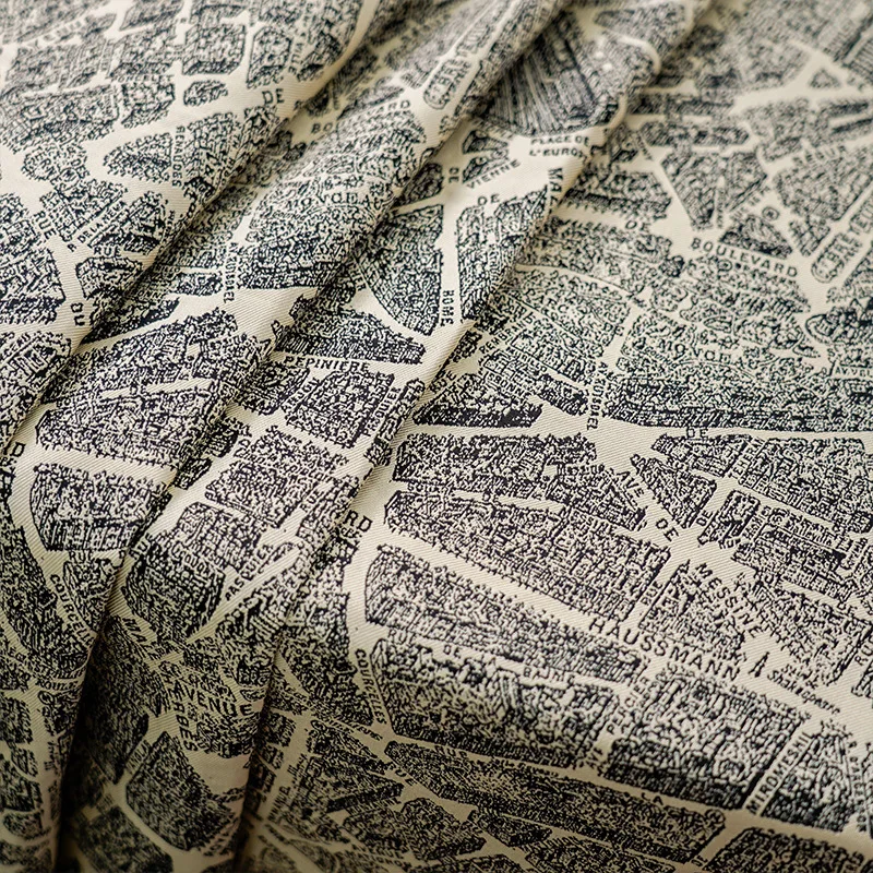

Abstract Print Vintage Newspaper Fabric European Jacquard Skirt DIY Material Yarn Dyed Picnic Blanket Textile Boho Bag Apparel