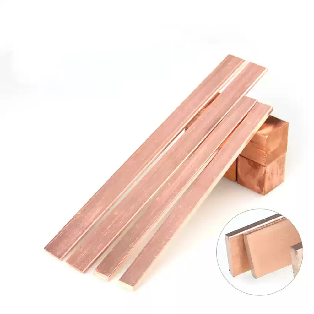 1 قطعة طول 500 مللي متر T2 الأحمر النحاس شريط مسطح قطاع النحاس النقي لوحة CNC DIY بها بنفسك المواد سمك 0.5/0.6/0.8/1/1.2/1.5/2/3/4 إلى 20 مللي متر