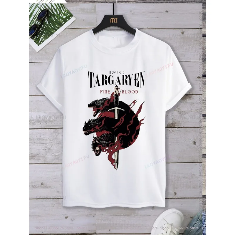 Three-headed dragon  printed T-shirt top Summer  Casual Fashion Classic Streetwear Harajuku